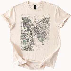 Dark Grunge Butterfly Graphic Tee Abstract Nature Art